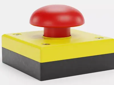 Emergency Button V1 - Stop Switch Industrial Safety Control 3D model