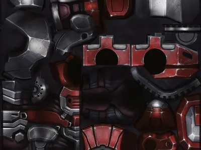 Cartoon Sci-Fi Cyborg Drone Heavy Machine Gunner Low-poly 3D model 5