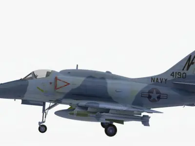 4K textures A-4F Skyhawk 3D Model Low-poly 3D model