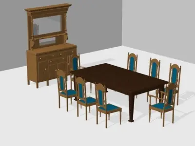 Antique Dining Room Suite 3D model