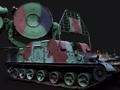 military radar vehicle tank PBR photogrammetry Low-poly 3D model