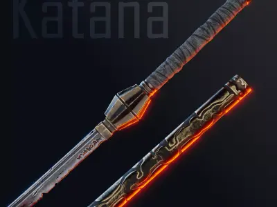Katana Sword Kenpachi Zaraki Zanpakuto Low Poly Game Ready PBR Low-poly 3D model