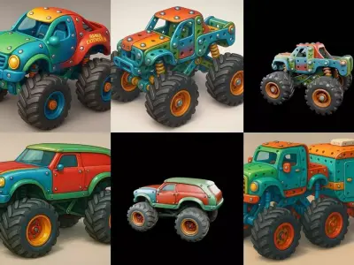 Monster Truck bundle 12 pack 100 glb 3D model