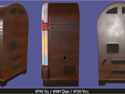 Classic Vintage Wooden Jukebox Rockola Low-poly 3D model