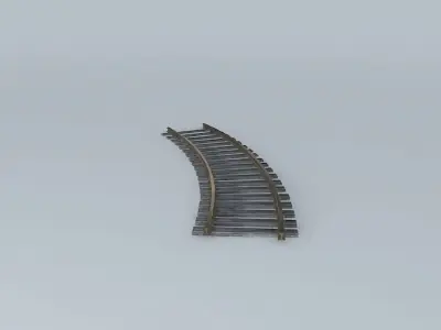 Eco Rail Track Short Curve Old Wooden Split Sleepers Free 3D model
