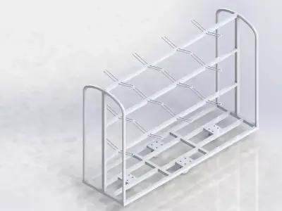 Trolley metal rack with four shelves 3D model