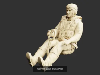 WWII German and Allied Pilot figures for 3d print 3D Model Pack