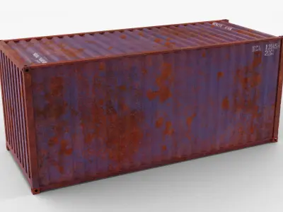 20Ft Cargo Container - Blue - Rusted 3D model