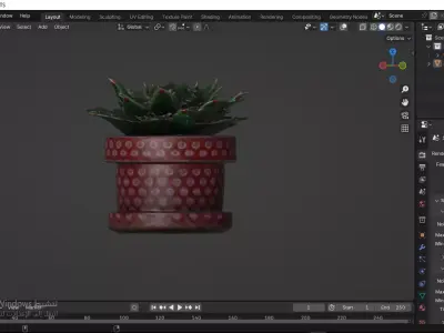 Cactus plant pot Low-poly 3D model