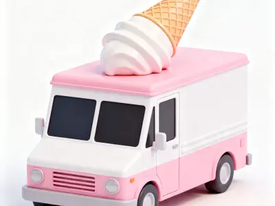 Stylized Ice Cream Truck 3D Model 3D Model Low-poly 3D model