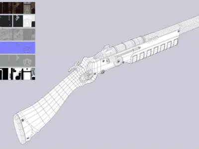Steampunk gun  Low-poly 3D model