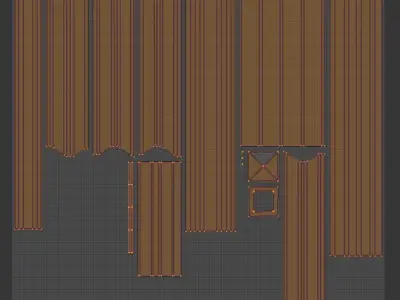 Wood Fence Low-poly 3D model