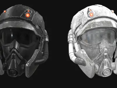 2x  scifi Helmet - low poly Low-poly 3D model