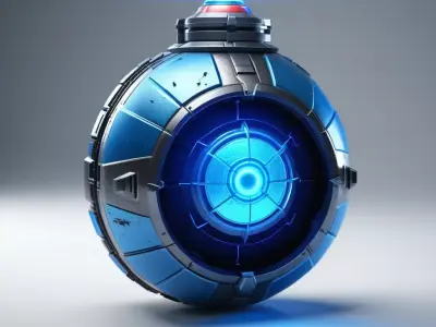 Futuristic Plasma Grenade with Blue Core 3D model