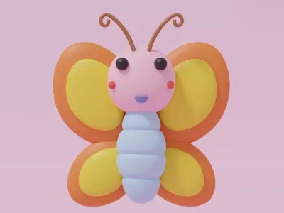 Cartoon Cute Butterfly 1 3D model