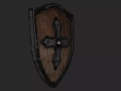 Classic Damaged Aged Medieval Shield  3D model