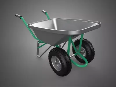 DUAL 2 DOUBLE TWO TWIN TIRE WHEEL WHEELED WHEELBARROW CART METAL 3D model