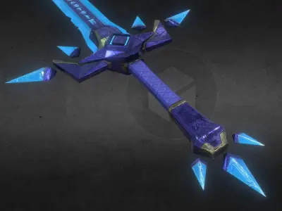Crystal Sword FBX - 2048px Low-poly 3D model