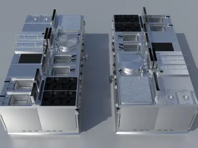 Modular kitchen equipment 3D model