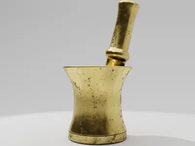 Antique Metallic Mortar and Pestle Low-poly 3D model