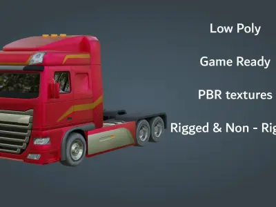 Truck - Low Poly - Game Ready - PBR Low-poly 3D model purchase
