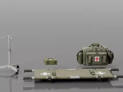 Military Medical Emergency Props Pack Low-poly 3D model