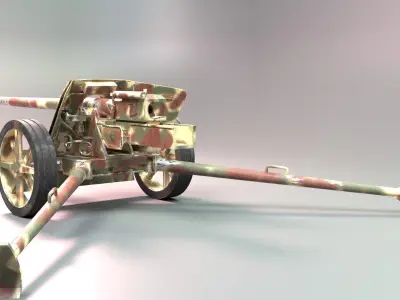 Pak 40 Anti-Tank Gun Low-poly 3D model