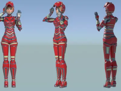 Red - Iron Suit Girl Low-poly 3D model