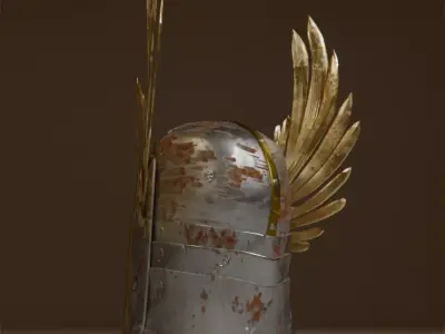 Game ready medieval knight helm Low-poly 3D model