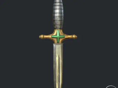 PBR WW1 Italian Dagger Low-poly 3D model