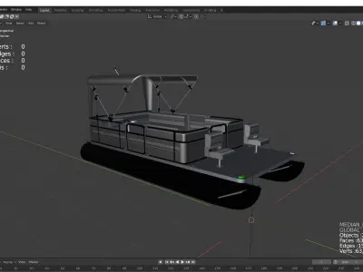 lake pontoon boat 3D model