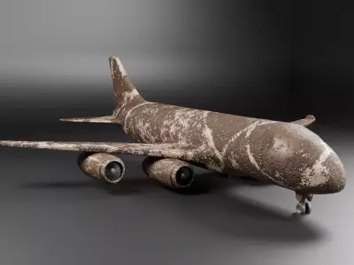 Rustic Weathered Aircraft Low-poly 3D model