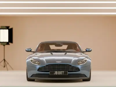 Aston martin car in a show room  Free low-poly 3D model