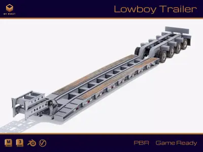 Lowboy Trailer Low-poly 3D model purchase