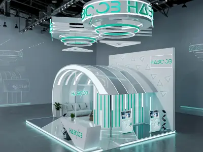 booth 6x8 three  side open and one side close  3D model