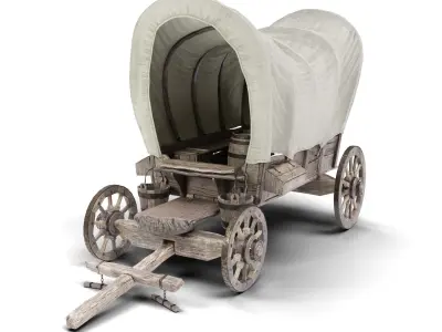 Old Horse Carriage Low-poly 3D model