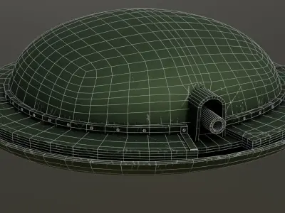 Static Defense Turret - Early World War I Era Low-poly 3D model