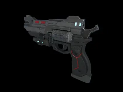 Scifi HandCannon Type A - Low Poly model for games Low-poly 3D model