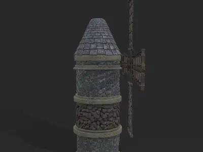 Windmill Tower Low-poly 3D model