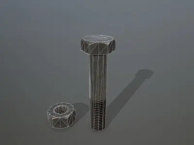 Bolts bolt and nut Low-poly 3D model 5