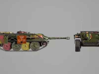 E-10 Hetzer 2 II Entwicklung light tank destroyer - Germany East Low-poly 3D model
