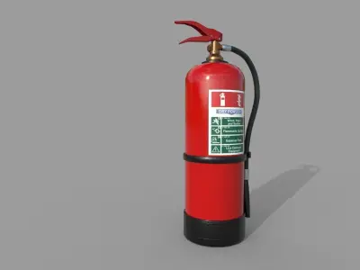 Fire Extinguisher with warnings Low-poly 3D model