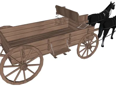 wood carriage 04 3D model