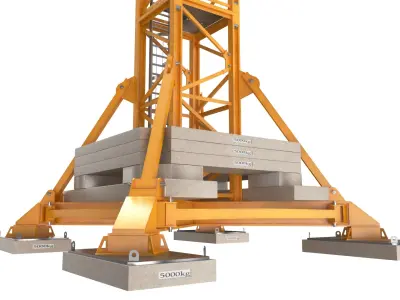 Detailed Construction Tower Crane 3D model