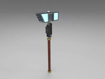 Stylized sci-fi force hammer Low-poly 3D model