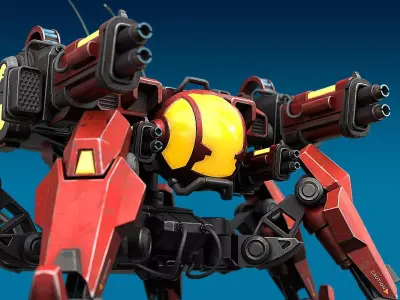 Sci-Fi Quadruped Combat Robot 3D model