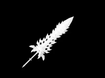 Crystal Flame Big Sword Low-poly 3D model