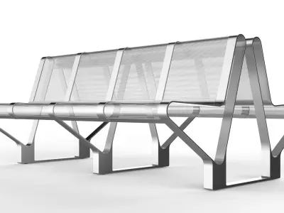 Waiting Room Seat V1 Double 4 Seats 3D model