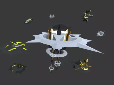 Space Battleship Free low-poly 3D model