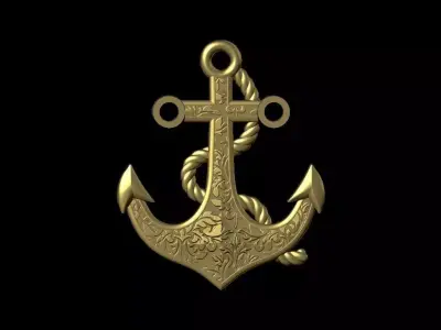 Anchor pendant 3D print model 3